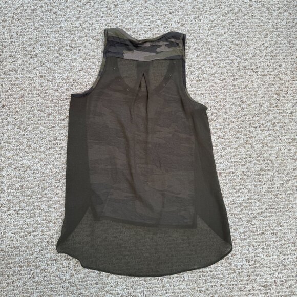 Express Camoflash sleeveless top army sheer Olive Green XS - Picture 5 of 6